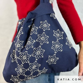 kit naai en borduur kit japanse tas met sashiko borduurwerk 74 os s1 katia fh