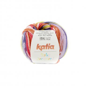 laine fil babyjacquard tricoter acrylique polyamide orange violet bleu fonce automne hiver katia 89 p