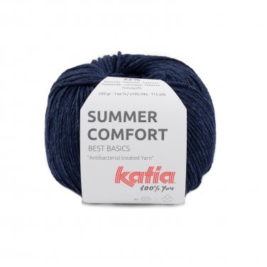 laine fil summercomfort tricoter viscose polyamide bleu fonce printemps ete katia 74 p