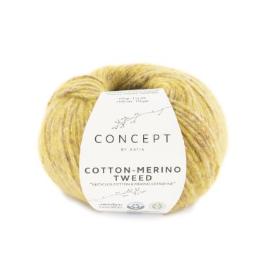 wol garens cottonmerinotweed breien gerecycled katoen merino extrafine gerecycled polyester oker herfst winter katia 507 p