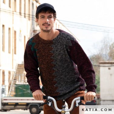 schema maglia uncinetto uomo maglia autunno inverno katia 5004 6 p