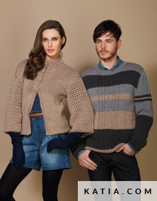 patron tejer punto ganchillo hombre jersey otono invierno katia 5933 2 p
