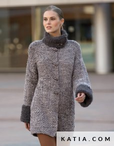 patron tejer punto ganchillo mujer abrigo otono invierno katia 5944 25 p