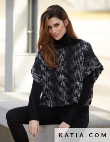 patron tejer punto ganchillo mujer poncho otono invierno katia 5944 9 p