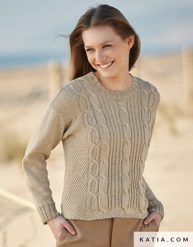 patron tejer punto ganchillo mujer jersey otono invierno katia 5997 6 g