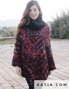 anleitung stricken hakeln damen poncho herbst winter katia 5998 27 p