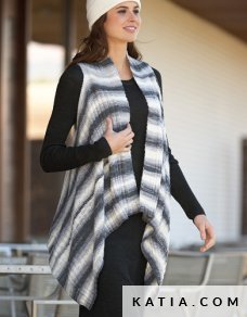 anleitung stricken hakeln damen poncho herbst winter katia 6000 48 p