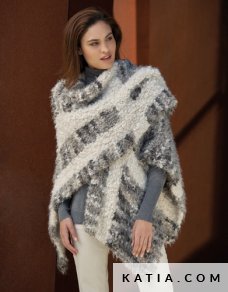 patron tejer punto ganchillo mujer poncho otono invierno katia 6001 4 p