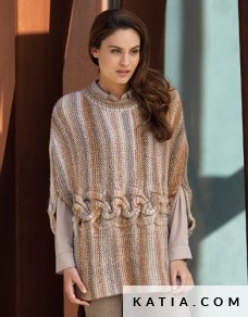 pattern knit crochet woman poncho autumn winter katia 6001 6 p