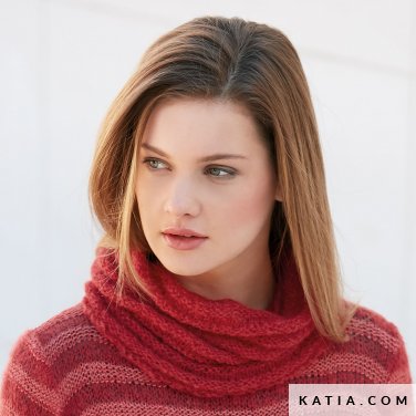 patron tejer punto ganchillo mujer cuello otono invierno katia 6040 4a p