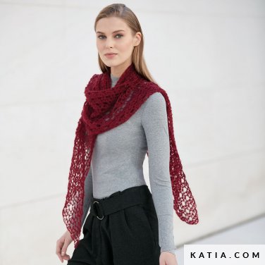 patroon breien haken dames omslagdoek herfst winter katia 6040 14 p