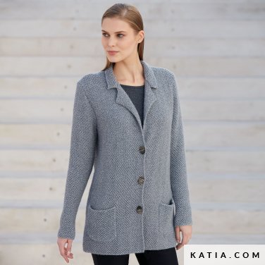 schema maglia uncinetto donna giacca autunno inverno katia 6040 44 p