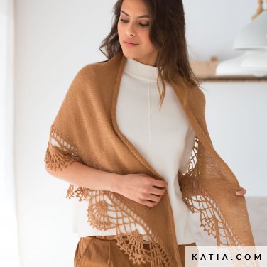 schema maglia uncinetto donna scialle autunno inverno katia 6052 6 p