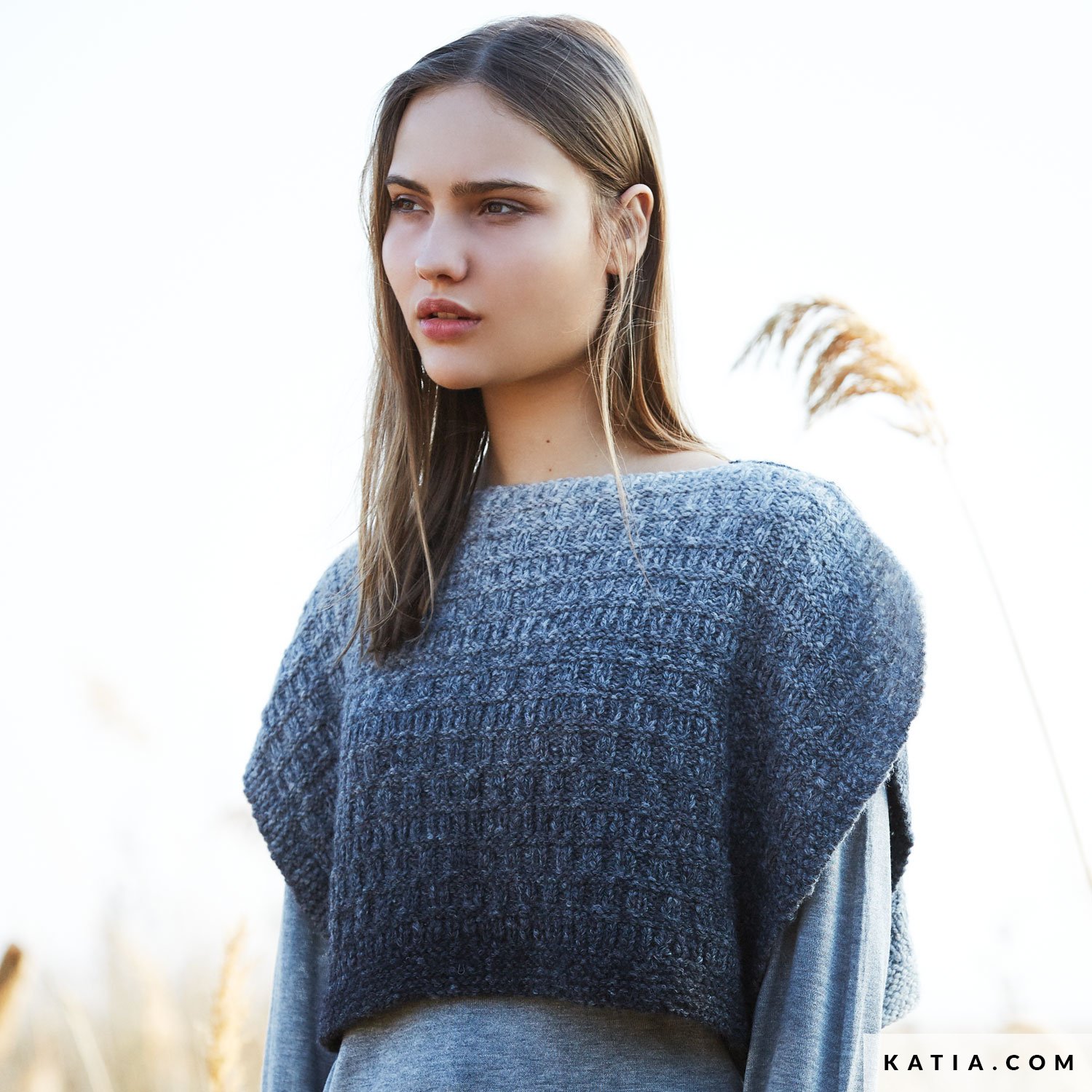 patron tejer punto ganchillo mujer poncho otono invierno katia 6053 5 g