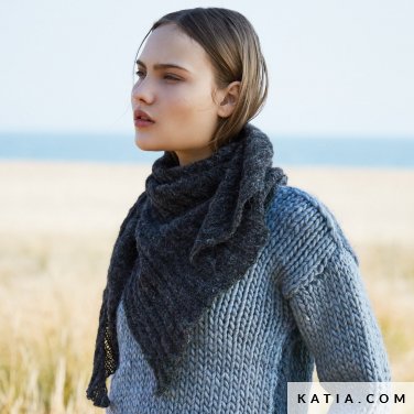 schema maglia uncinetto donna bandana autunno inverno katia 6053 14 p