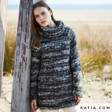 wzor dzianina szydelko kobieta sweter jesien zima katia 6053 10 p