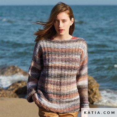 wzor dzianina szydelko kobieta sweter jesien zima katia 6053 25 p