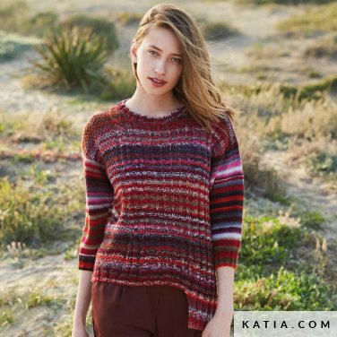 wzor dzianina szydelko kobieta sweter jesien zima katia 6053 30 p