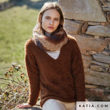 wzor dzianina szydelko kobieta sweter jesien zima katia 6053 35 p
