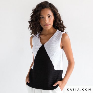 pattern knit crochet woman top spring summer katia 6073 8 p