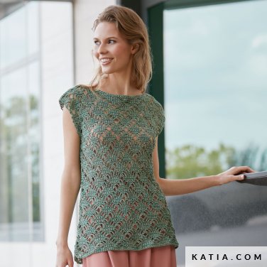 pattern knit crochet woman top spring summer katia 6074 35 p