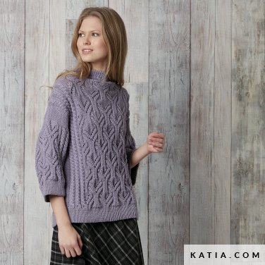 patron tejer punto ganchillo mujer jersey otono invierno katia 6091 47 p