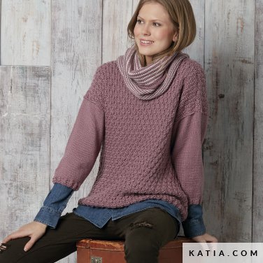 patron tejer punto ganchillo mujer jersey otono invierno katia 6091 48 p