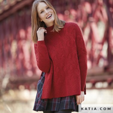 patron tejer punto ganchillo mujer jersey otono invierno katia 6091 54 p