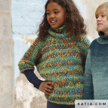 patron tejer punto ganchillo ninos poncho otono invierno katia 6099 34 p