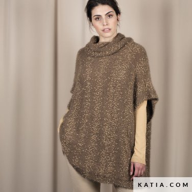 patroon breien haken dames poncho herfst winter katia 6101 45 p