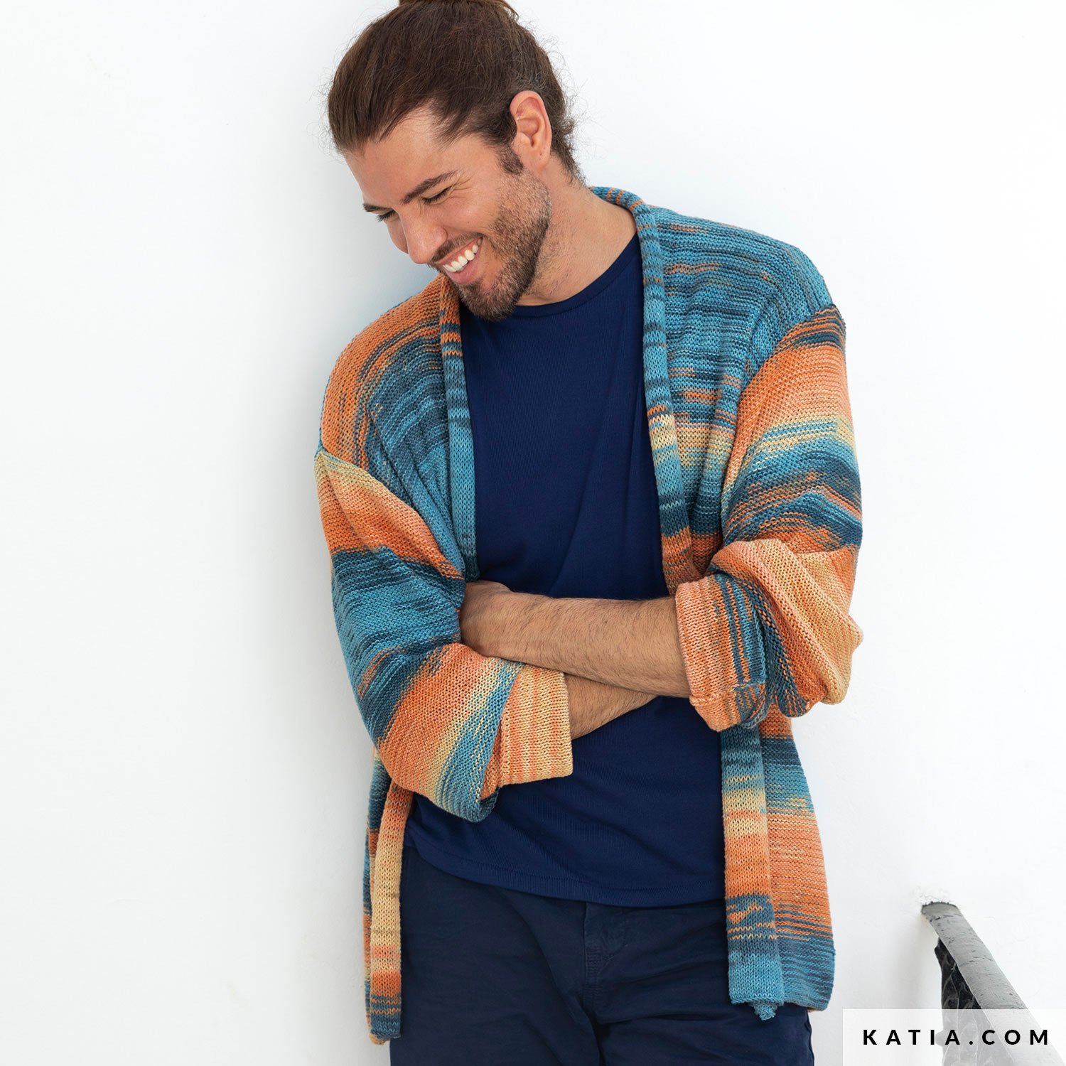 patron tejer punto ganchillo hombre chaqueta primavera verano katia 6165 10 g