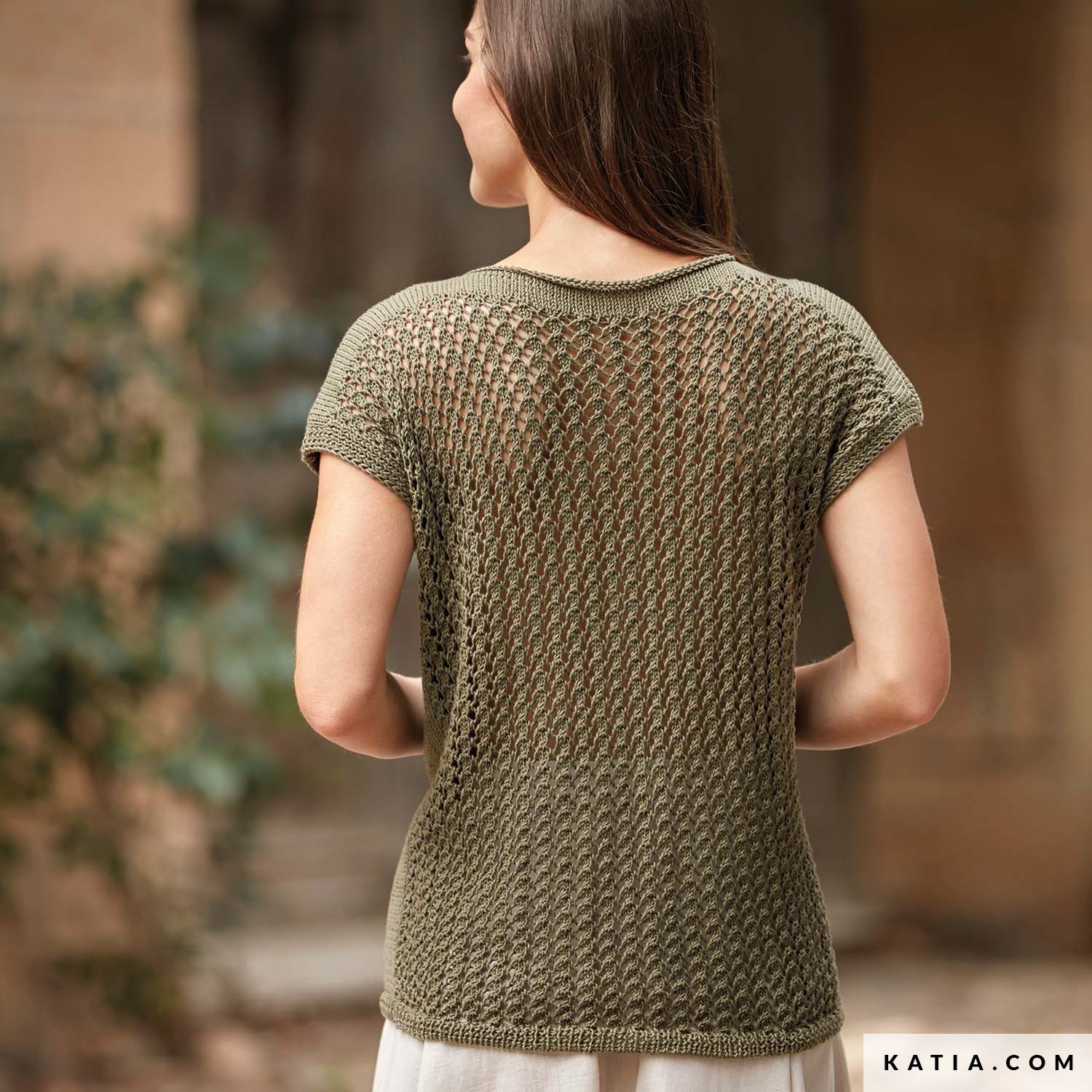 patron tejer punto ganchillo mujer jersey primavera verano katia 6166 19 01 g