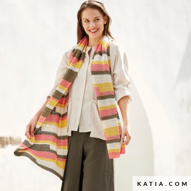 patroon breien haken dames omslagdoek lente zomer katia 6166 23 p