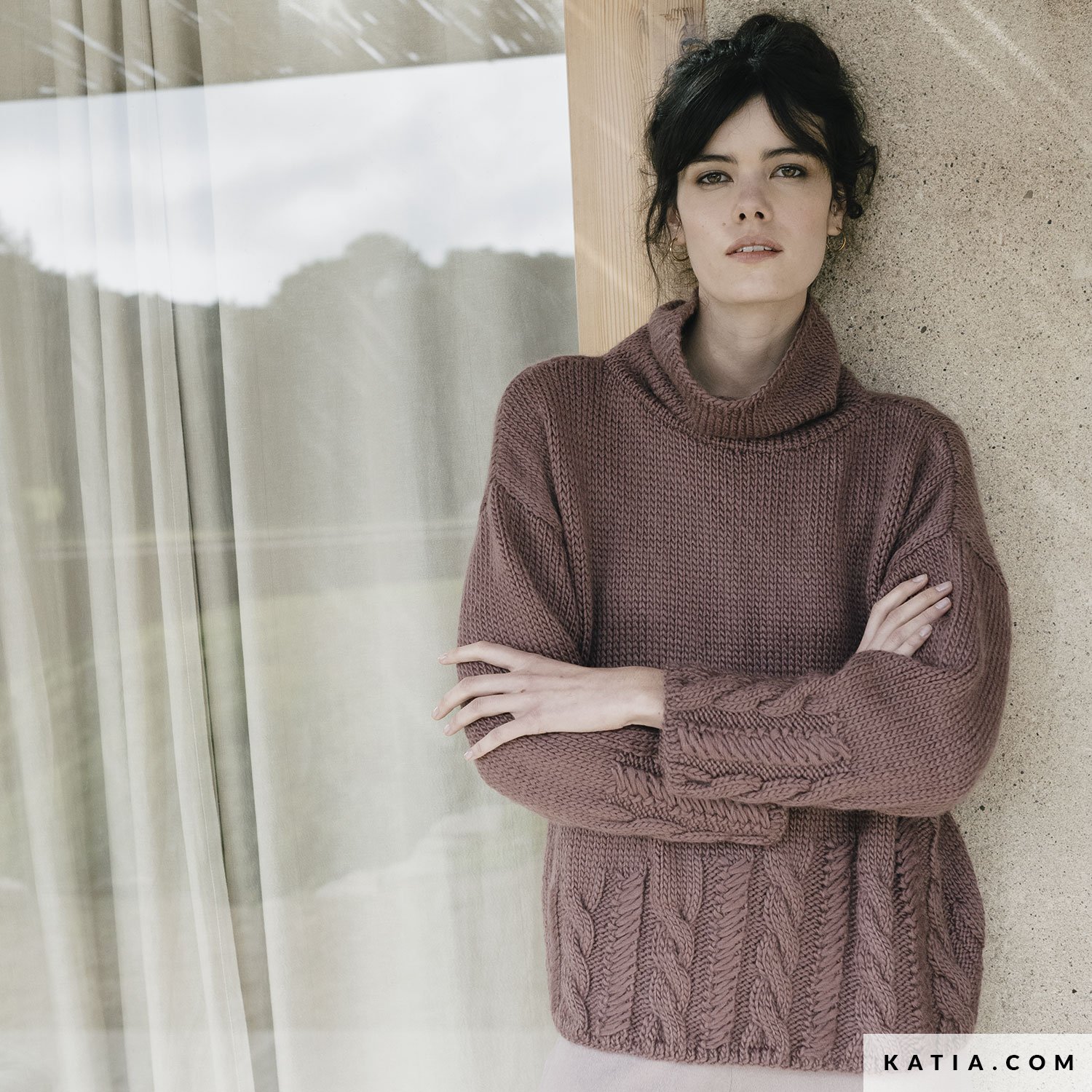 pattern knit crochet woman sweater autumn winter katia 6183 4 g