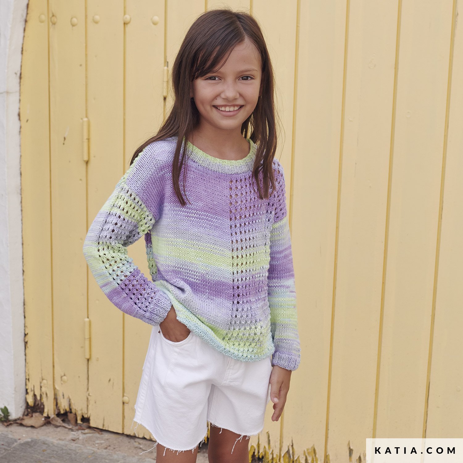 pattern knit crochet kids sweater spring summer katia 6196 30 g