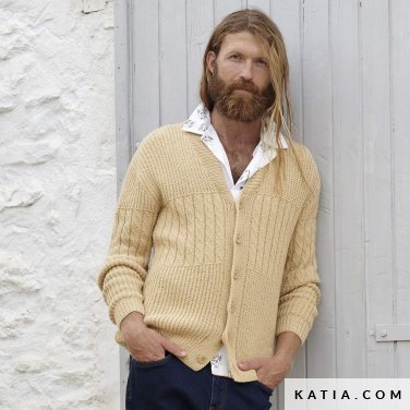 patron tejer punto ganchillo hombre chaqueta primavera verano katia 6198 25 p