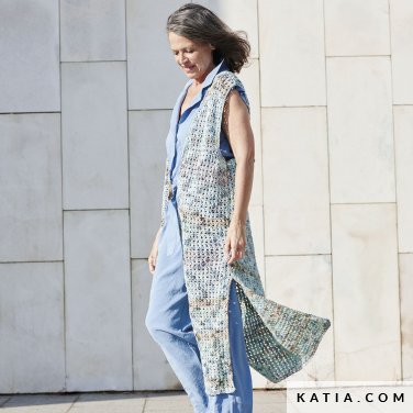 patron tricoter tricot crochet femme gilet printemps ete katia 6199 13b p
