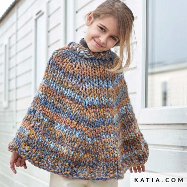 patroon breien haken kinderen poncho herfst winter katia 6231 38 p