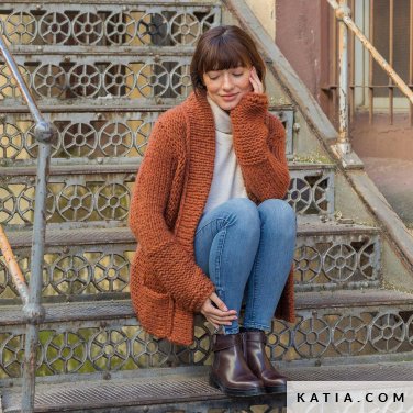 schema maglia uncinetto donna giacca autunno inverno katia 6233 19 p