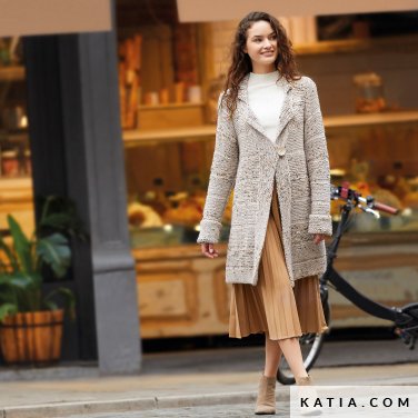 pattern knit crochet woman coat autumn winter katia 6234 26 p