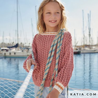 patron tejer punto ganchillo ninos jersey primavera verano katia 6253 24 p