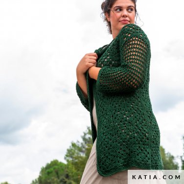 patron tejer punto ganchillo mujer chaqueta primavera verano katia 6255 13 p