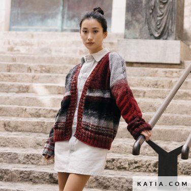 patron tejer punto ganchillo mujer chaqueta otono invierno katia 6266 44 p