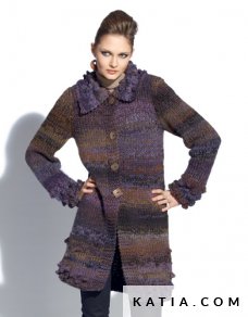 pattern knit crochet woman coat autumn winter katia 6696 13 p