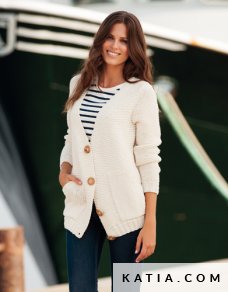 patron tejer punto ganchillo mujer chaqueta primavera verano katia 6798 46 p