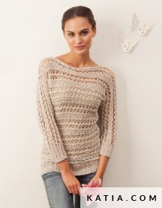 patron tejer punto ganchillo mujer jersey primavera verano katia 6798 62 p