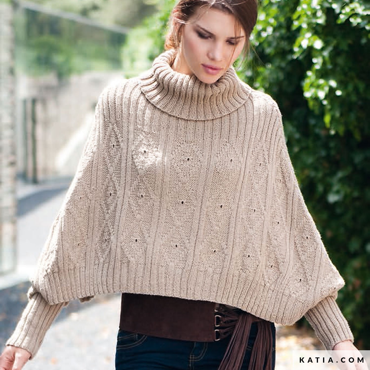 patron tejer punto ganchillo mujer poncho otono invierno katia 6931 3 g