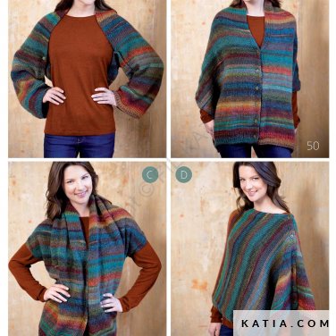 patron tricoter tricot crochet femme chale automne hiver katia 6954 50 p