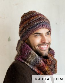 pattern knit crochet man cowl autumn winter katia 6954 7b p