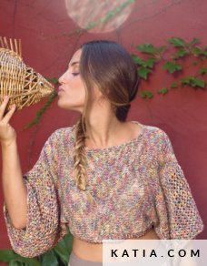 patron tejer punto ganchillo mujer mangas primavera verano katia 6987 49 p